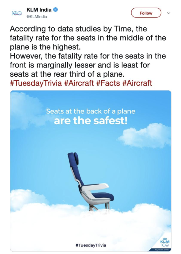 Tweet KLM Índia Sobreviver Acidente Aéreo