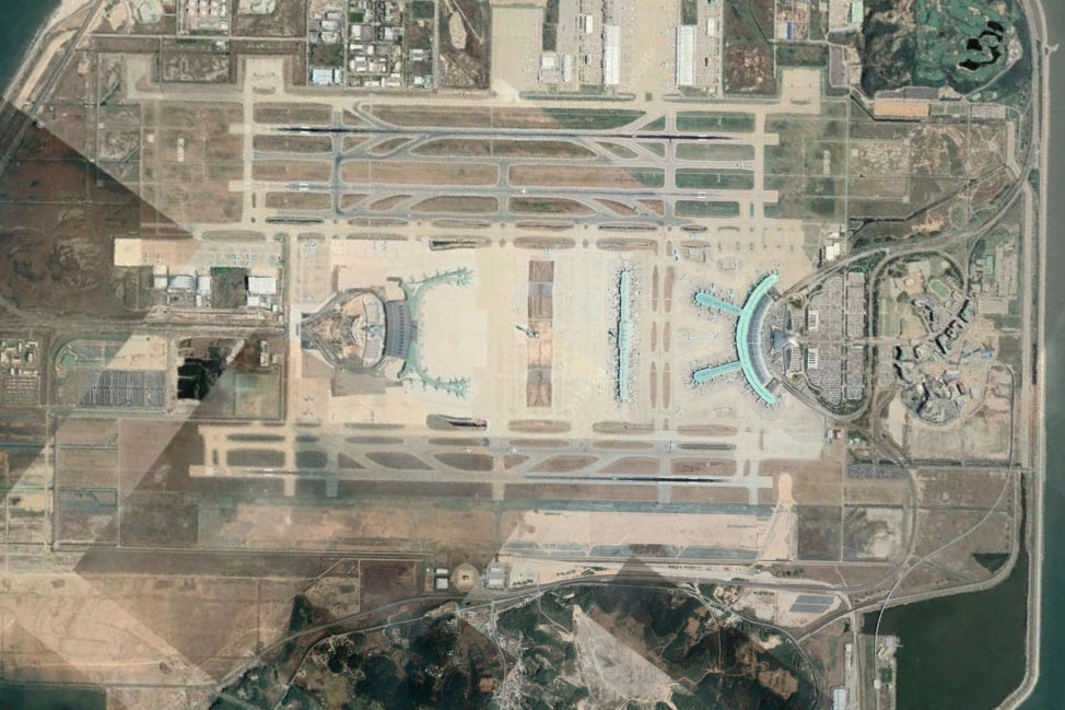 Aeroporto Seul Incheon Coréia do Sul Vista Satélite