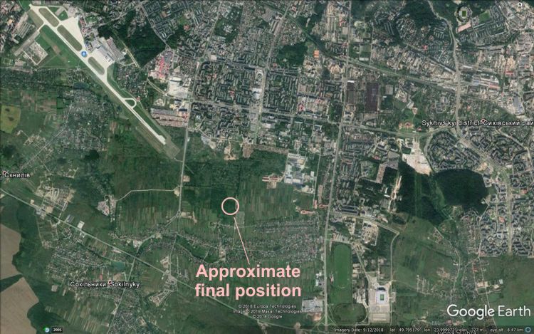 Acidente Antonov An-12 Lviv Ucrânia mapa posição