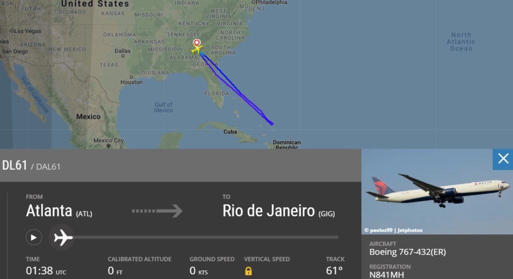 FlightRadar24 Delta 767 DL61 Rio de Janeiro