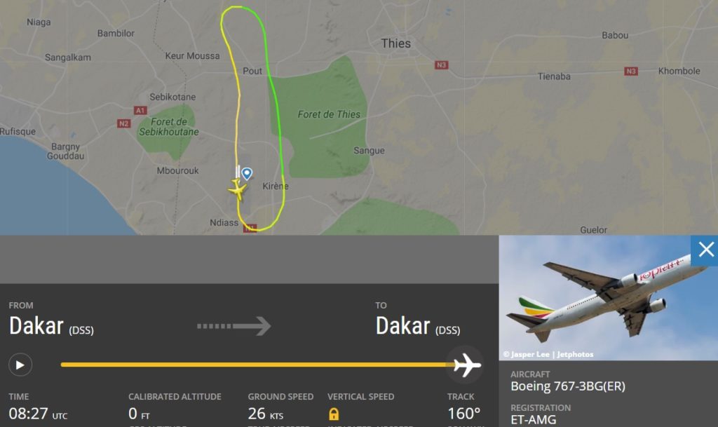 Radar Falha Motor 767 Ethiopian Dakar