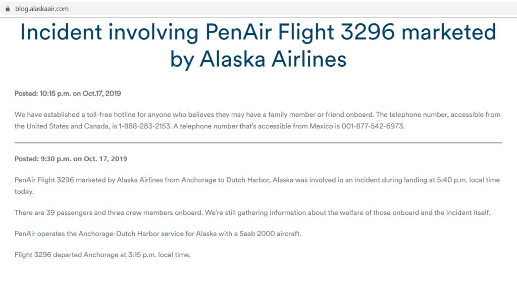 Site Alaska Acidente PenAir Unalaska