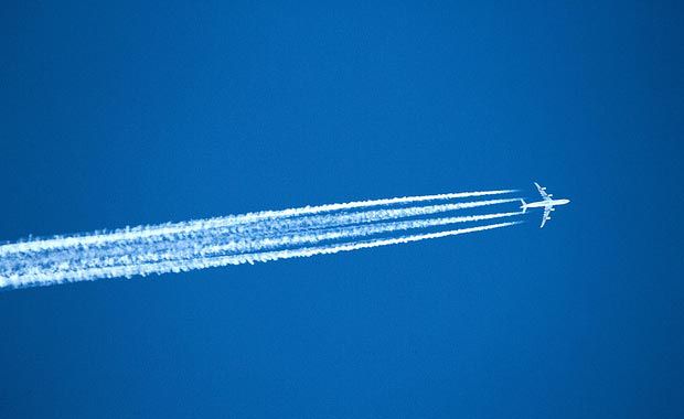 Avião Céu Azul Trilha Condensação Contrail