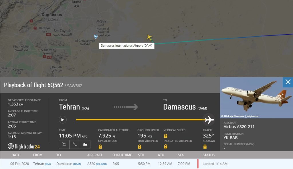 FlightRadar24 Voo Syria A320 Quase Abatido