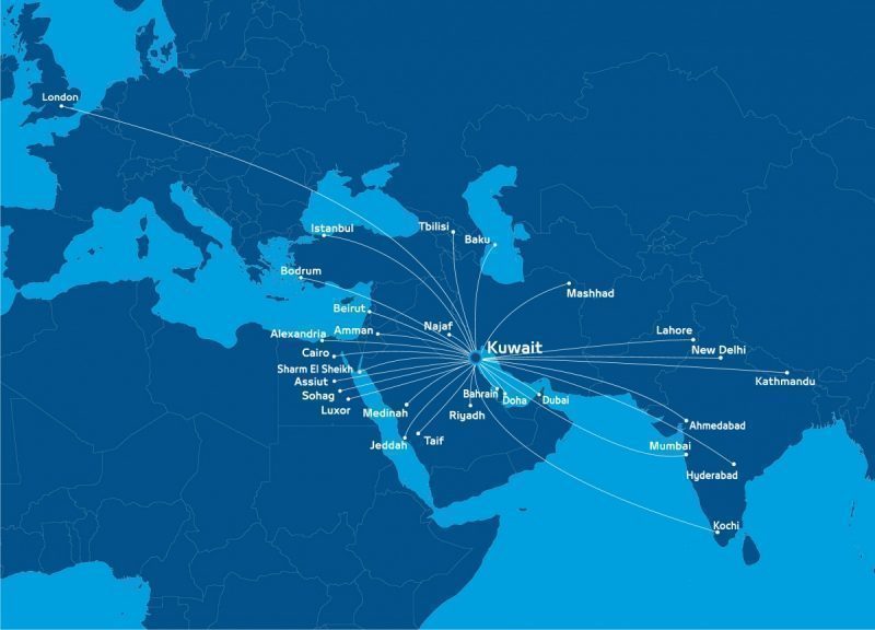 Jazeera Airways Routemap Mapa de Rotas