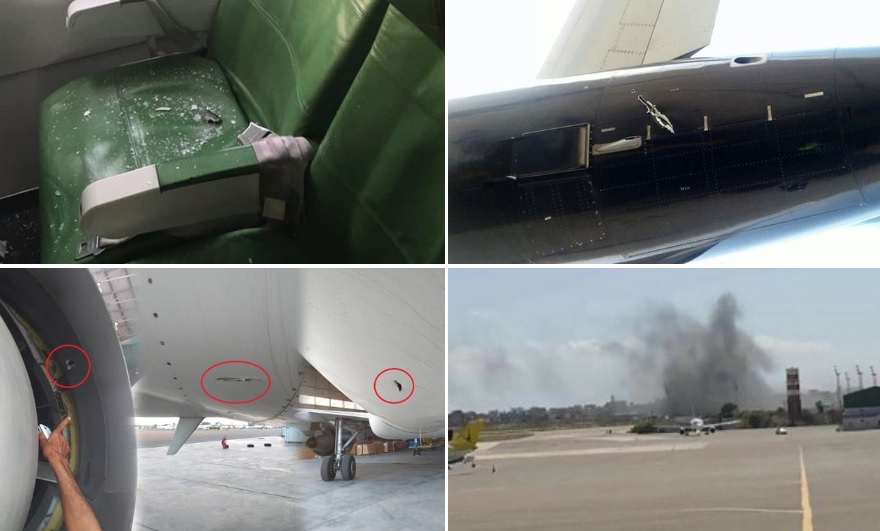 Aeronave danificada ataque míssil aeroporto Trípoli