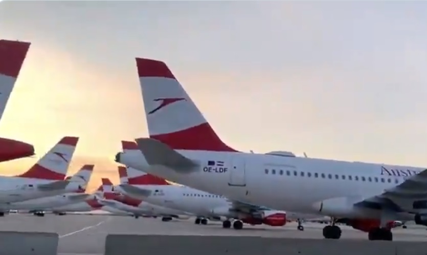 Vídeo Frota Austrian Airlines em Solo Aeroporto Viena