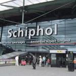 The sign to Schiphol Airport in Amsterdam