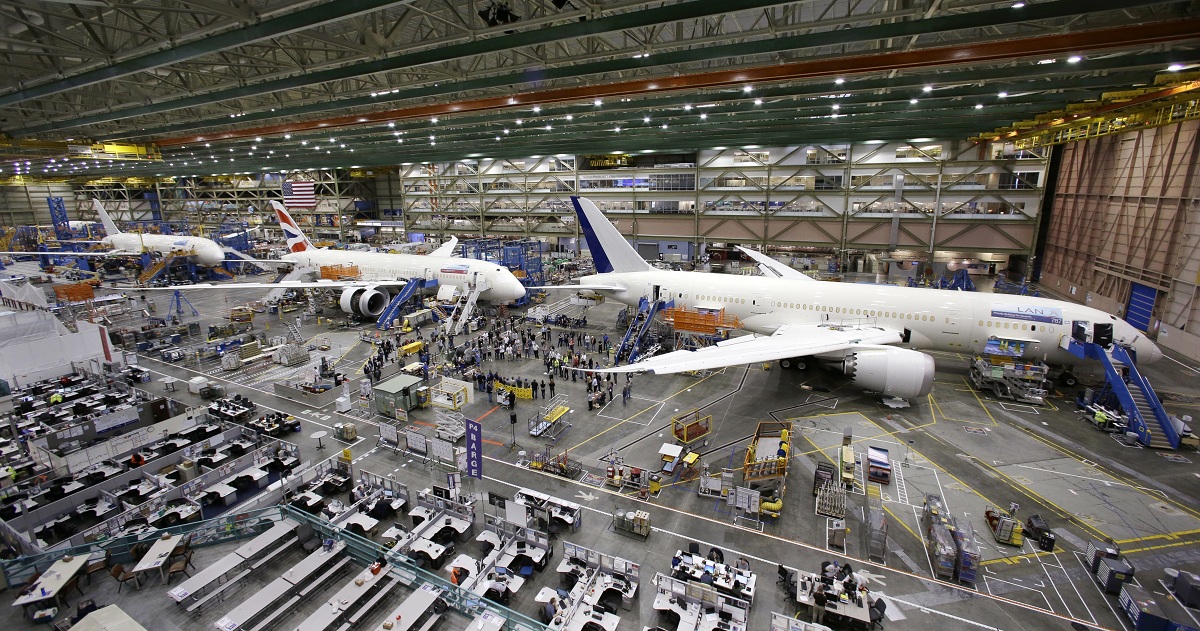 Fábrica linha produção Boeing 787