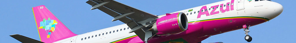 Avião Airbus A320neo Azul Rosa Câncer de Mama