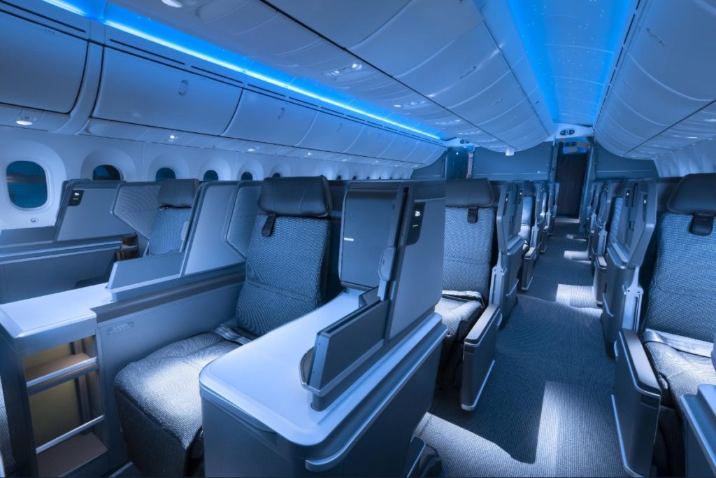 Avião Boeing 787-10 EVA Air Interior Executiva