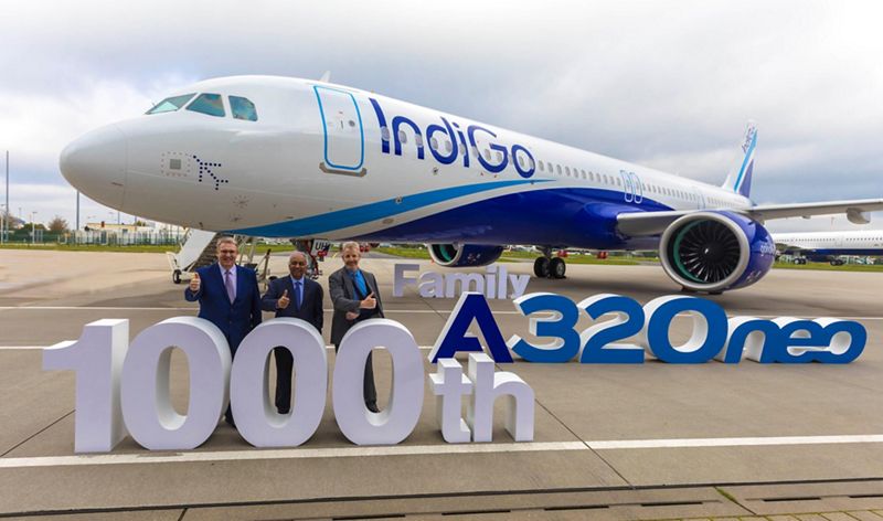 Avião Airbus A321neo IndiGo 1000º