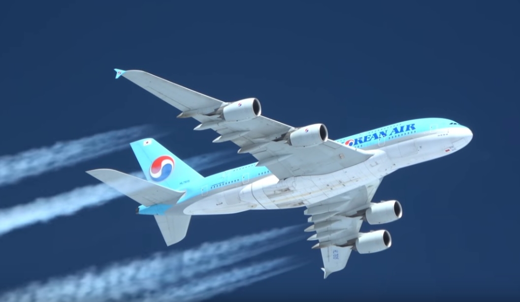 Vídeo Airbus A380 Korean Air Cruzeiro Oceano Pacífico