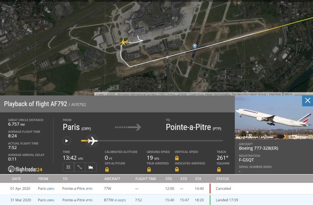 FlightRadar24 Último Voo Air France Paris Orly