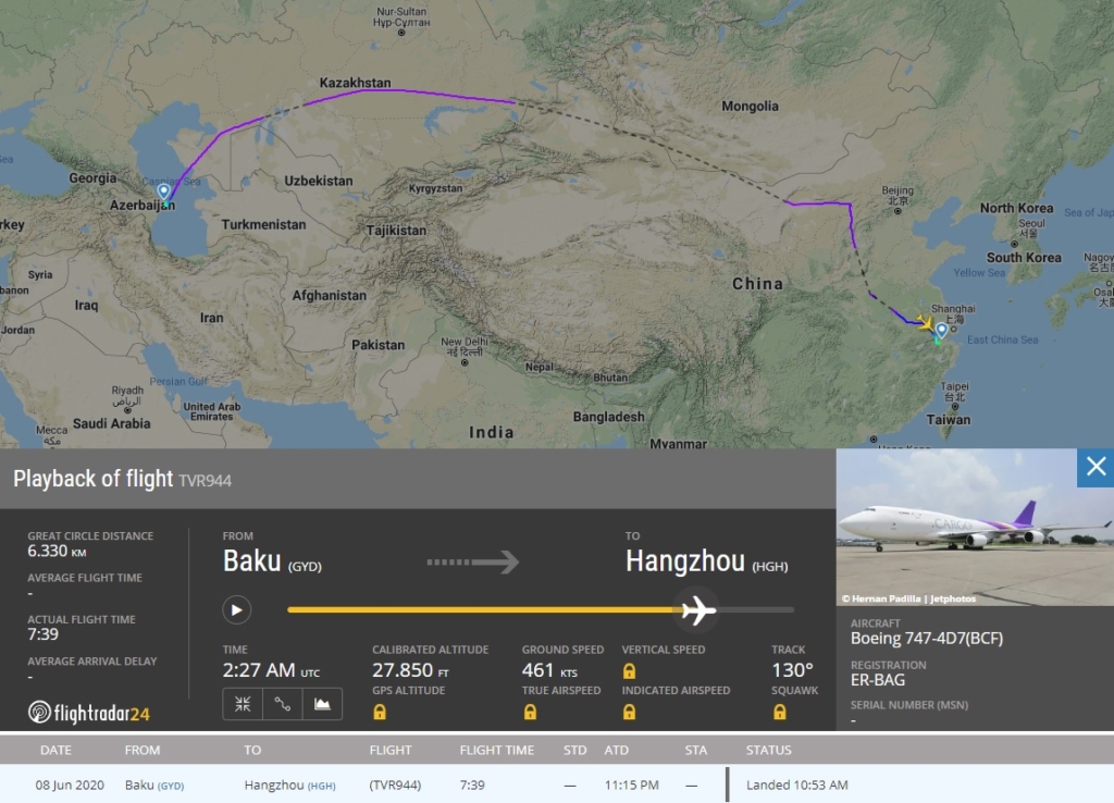 FlightRadar24 Voo 747 Terra Avia Hangzhou