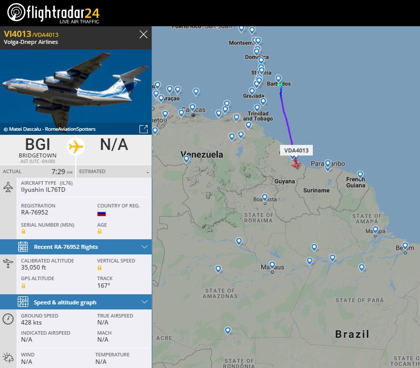 FlightRadar24 Voo IL-76TD Volga Brasil Viracopos