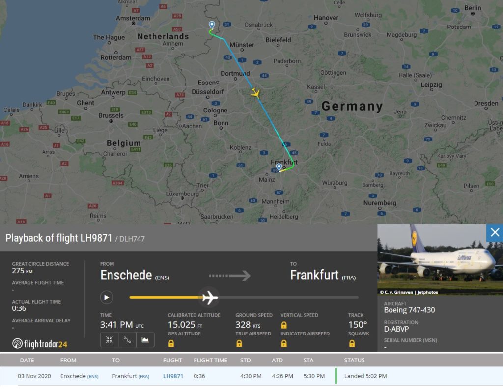 FlightRadar24 Voo 747-400 Lufthansa Twente