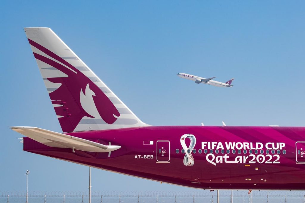 Avião Boeing 777-300ER Qatar Airways FIFA World Cup Copa Mundo 2022