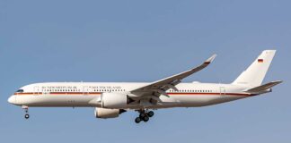 Grande avião A350 da Luftwaffe chama atenção ao ser visto pousando no Nordeste nesta tarde