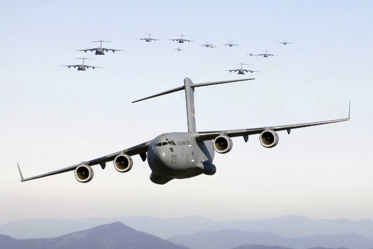 On a large scale, the United States sends 50 large planes loaded with weapons and equipment to the Middle East