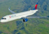 Passageiros poderão voltar a acumular 1 milha para cada US$ 1 gasto em parceria da Delta Air Lines com a Starbucks Avião Airbus A321neo da Delta em voo