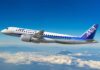 Japonesa ANA amplia pedido de aviões Embraer E190-E2 com oito novas aeronaves Avião E190-E2 da ANA em voo