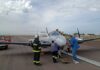 Aeroporto de Cascavel aciona plano de emergência para receber aeronave Baron G58 com falha no trem de pouso