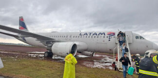 Airbus da LATAM sai da pista após pouso no Aeroporto de Cascavel